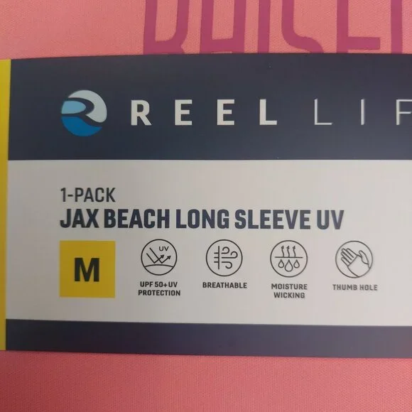 Reel Life Womens Jax Beach Long Sleeve UV Shirt "Raised By Water" M Salmon Rose - Picture 4 of 7